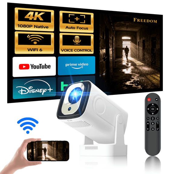 [Auto Focus] Magcubic Mini Projector Native 1080P & 4K Support with WiFi 6 & BT5.4, 330 ANSI Brightness, 5W Speaker, Built in Apps, Voice Control, Portable Home&Outdoor Movie Projector HY310