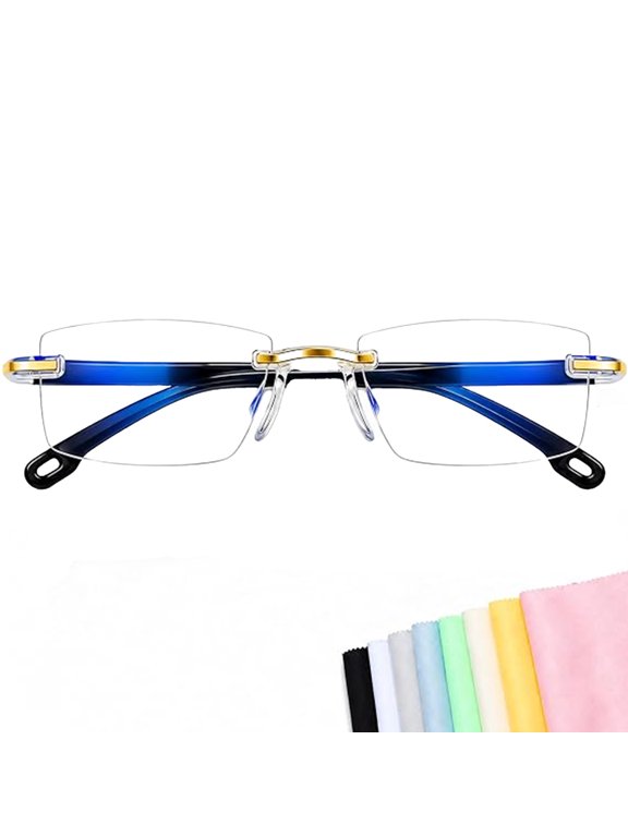 Auto Focus Progressive Glasses for Men Women, Self Adjusting Near Far Eyewear, Blue Light Blocking Rimless Glasses