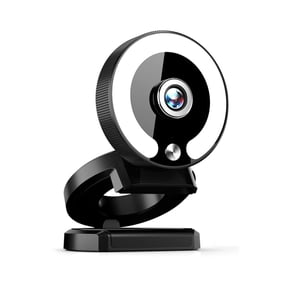 Auto Focuses 4K Webcam With Touch Control Rings Light 360 Degree Rotation Builts In Noise Canceling Mics USB Plugs Play