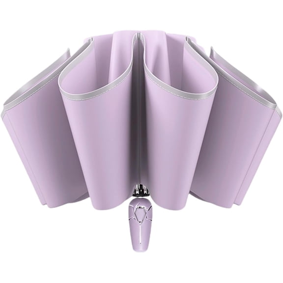 Auto Folding Rain Umbrella Sun Shelter with Reflective Strips for Enhances Night Winds Resistant 12Rib Design