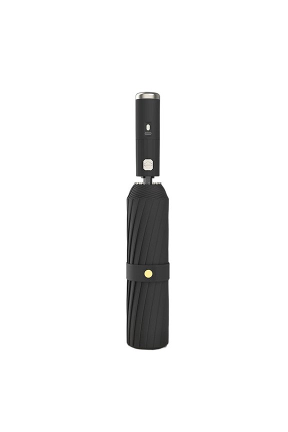 Auto Folding Sun Umbrella with USB C Powered Fan 10 Rib Steel Frame for Heatwaves Protections During Sports Shelter