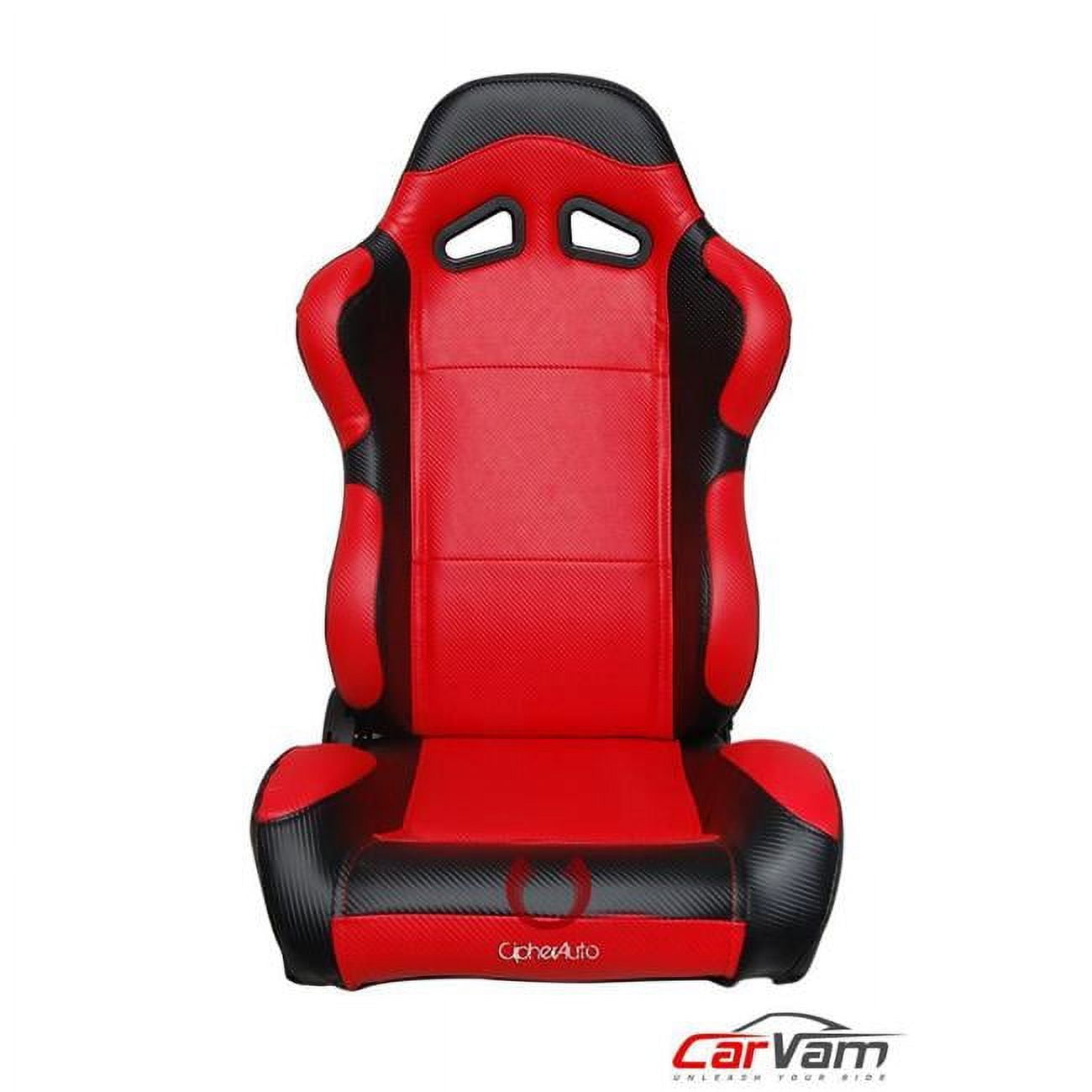 Auto Full Carbon Fiber PU Auto Racing Seats, Black & Red Pair