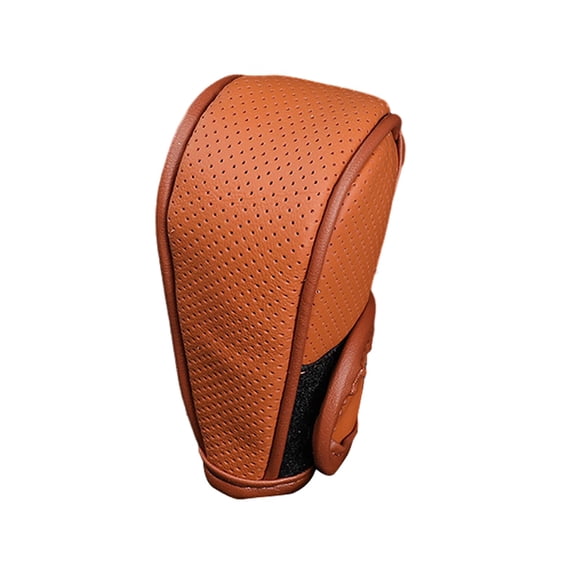 Auto Gear Shift Knob Cover Universal PU Leather Car Automatic Transmission Knob Gear Stick Protector Brown