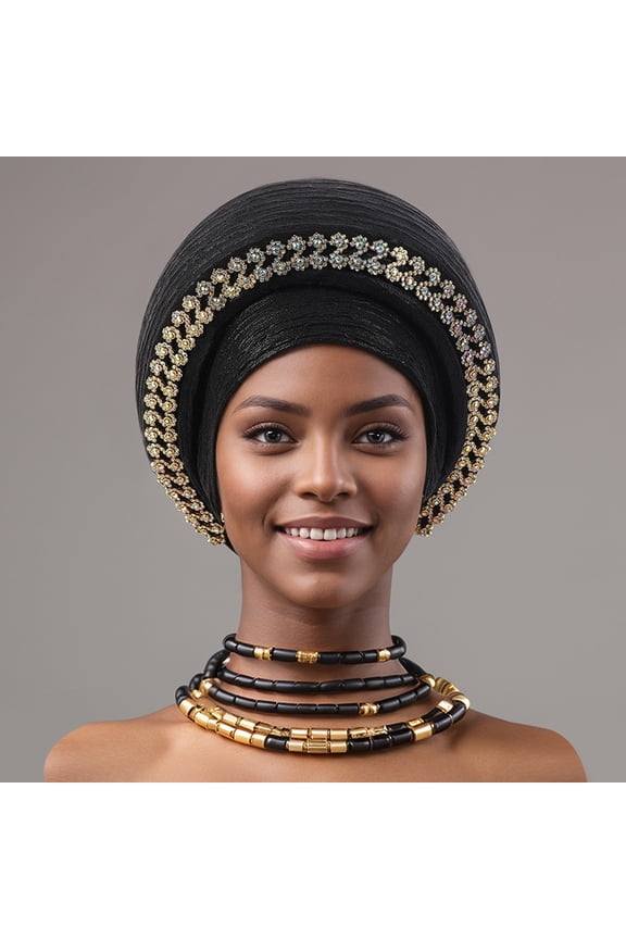 Auto Gele Black African Women's Hijab ASO Oke Hijab Wedding Party Handmade Elegant Hair hat