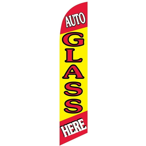 Auto Glass Here red/yellow Feather Banner Swooper Flag -No Wind Required- Replacement FLAG ONLY