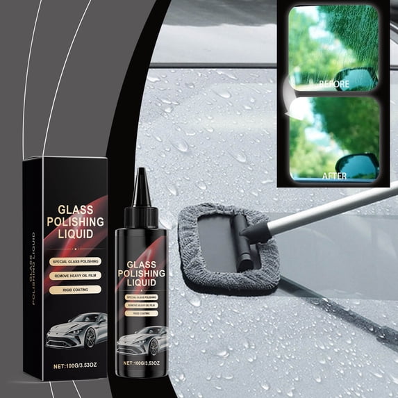 Auto Glass Polish Coating Liquid,Water Damage Scratch Remover,Fast Drying Brightening Cleaner,Windshield Wiper Booster,Safe Gentle Glass Care,Easy Use Car Window Polishing Solution
