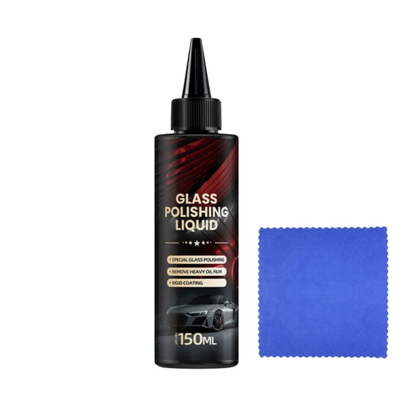 Auto Glass Polish and Scratch Remover, Fast Drying Liquid Coating, Water Damage Repair, Scratch Repair and Transparent Finish for Car Glass and Home Glass 150ml
