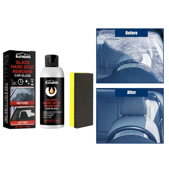 Auto Glass Polish & Scratch Remover, Water Spot Removal for Windshield, Car Glass Polishing Compound with Sponge Applicator