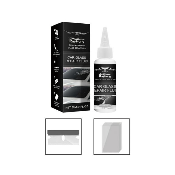 Auto Glass Repair Glue,Quick and Easy Windshield Crack Repair Liquid,Efficient Scratch and Chip Fix with Strong Penetration for Cars and SUVs,Durable Clear Glass Restoration in 20-30 Minutes-A
