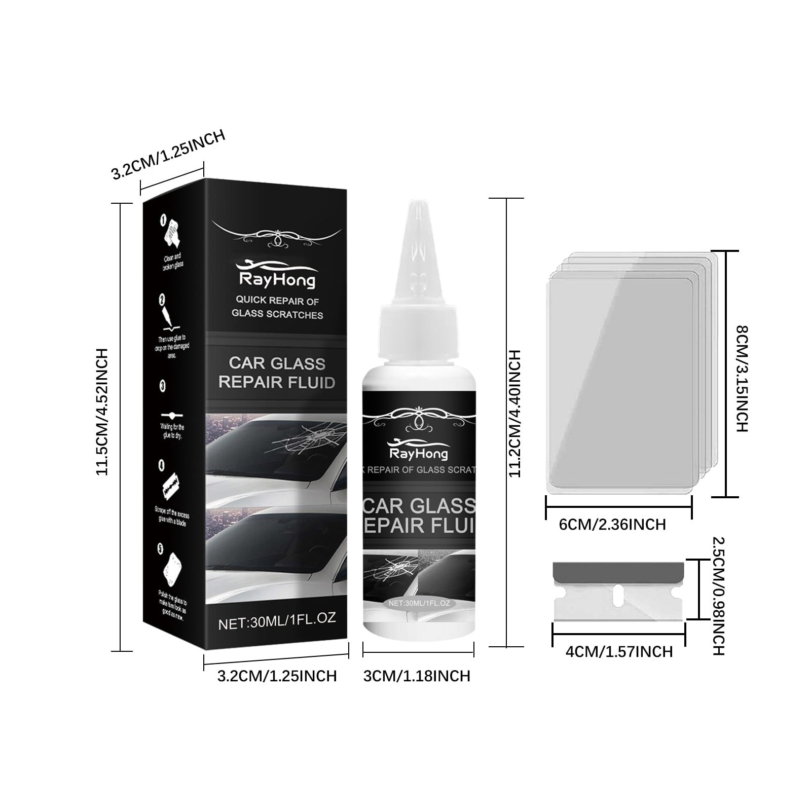 Shape Fix Liquid Auto Glass Repair Kit Crack Filler Liquid 50ml, Windshield Chip Repair ...