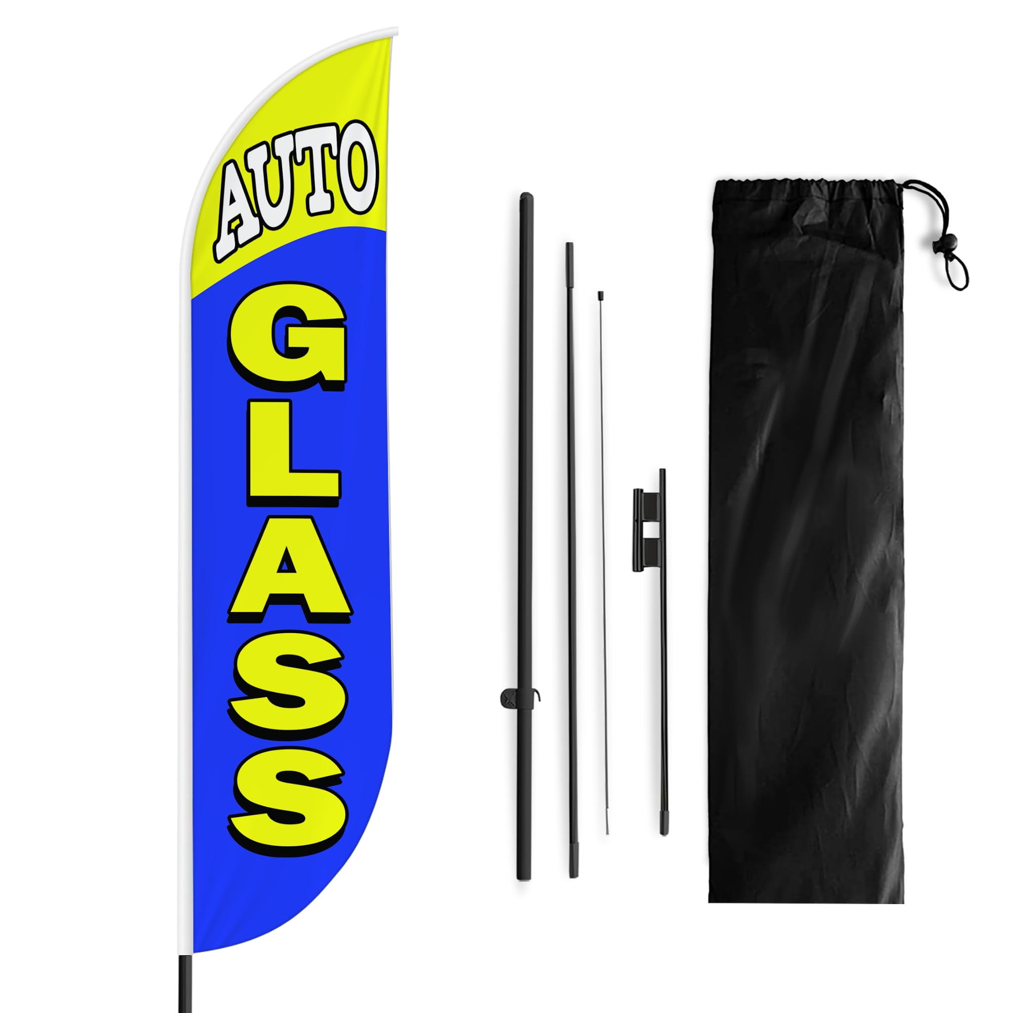 Auto Glass Sign feather flag Pole kit for Outdoor by Mavis Printing | 15 FEET Long Polyester Outdoor Banner Flag Pole Mount Easy Hang | HD Print Swooper Flags to Advertise Car Business