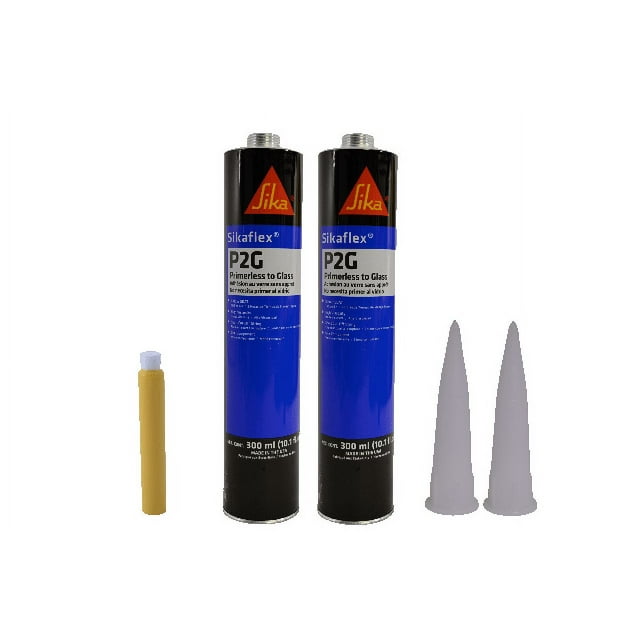 Auto Glass Urethane Adhesive Primerless to Glass 2 Tubes Sika P2G + 207