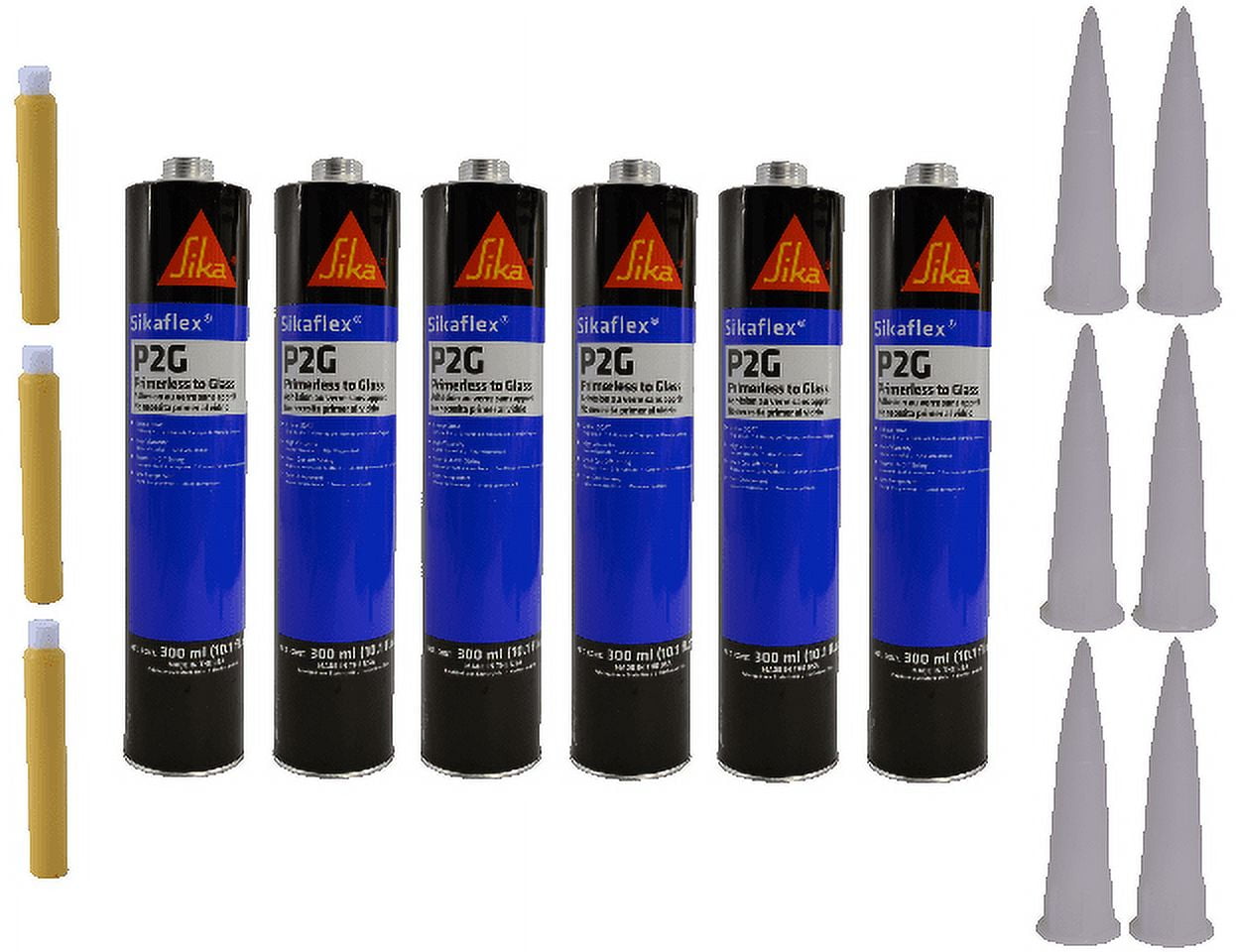 Auto Glass Urethane Adhesive Primerless to Glass 6 Tubes Sika P2G + (3