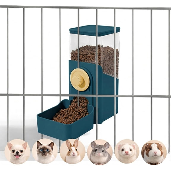 Auto Gravity Food Dispenser for Cage Hanging, 41OZ Capacity Hanging Automatic Pet Cage Feeder, Food Bowl for Cats Dogs Rabbit Ferret Chinchilla Bird Hedgehog Guinea Pig (Dark Blue)