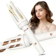 thumbnail image 1 of Auto Hair Curler, Automatic Curling Iron with 4 Temperature & 3 Timer, Automatic Shut-Off, Anti-Scald, Anti-Tangle Rotating Curling Wand for Hair Styling, White, 1 of 8