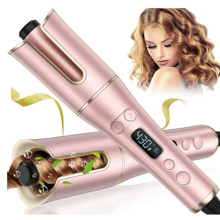 Auto Hair Curler Automatic Curling Iron Wand with 4 Temperatures 3 Timers LCD Display Curling Iron with 1 Large Rotating Barrel Dual Voltage