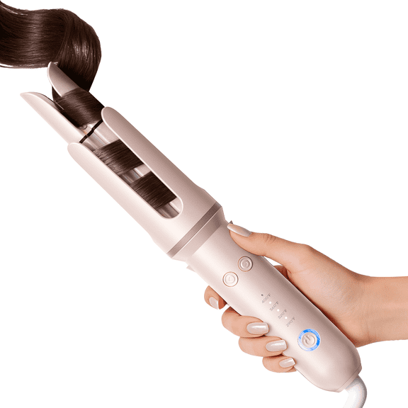 DYHOO Automatic Rotating Curler Beach Waves Hair Curling Iron, 1.25 Inch Ceramic Coated, 500M Ionic, Dual Voltage, Lightweight, Pink