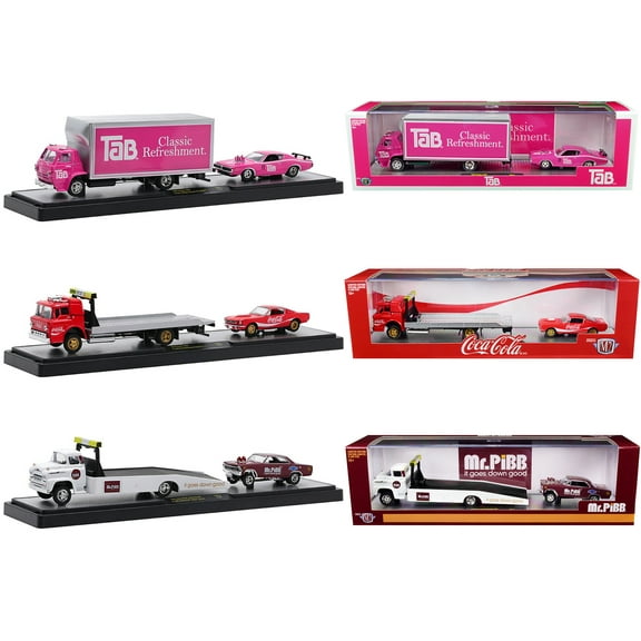 Auto Haulers "3 Sodas" Set of 3 pieces Release 15 Limited Ed to 8400 pieces Worldwide 1/64 Diecast Model Cars by M2 Machines