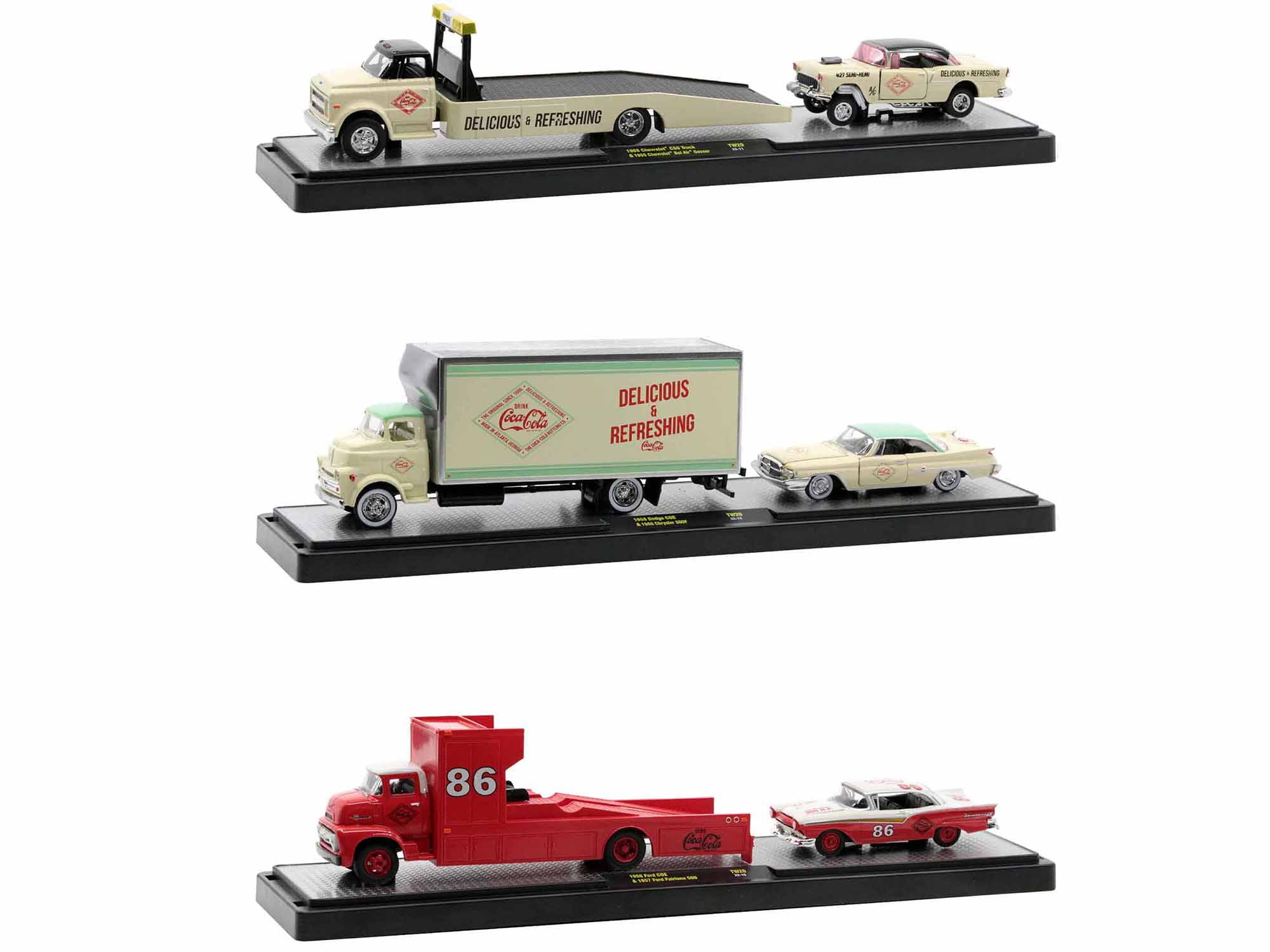 M2 Machines 1:64 2020 Coca-Cola Auto-Haulers Release 3 Trucks Set