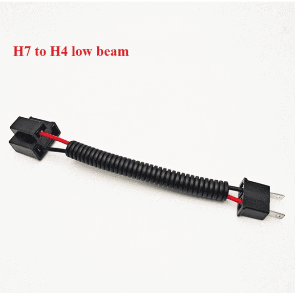 Auto Headlight H7 to H4 Adapter Harness, Single Light Conversion Extension Cable for High/Low Beam, Compatible with LED HID Halogen Bulbs, 12V DC (9-Inch)