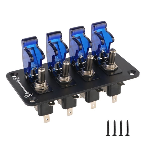Auto Ignition Switch Panel Start Push Button LED Indicator for Racing Car Vehicles 12V 20A 4 Rocker Toggle Switch Panel