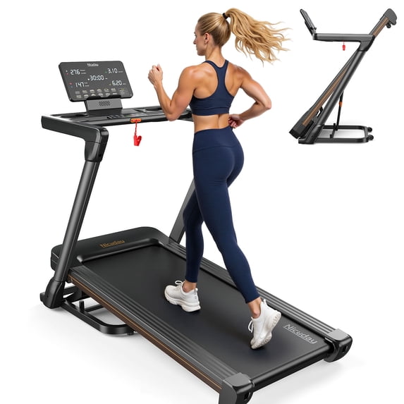 Auto Incline Treadmill, Foldable 18% Incline Heavyduty Treadmills for Home, 3.0HP, 8.7 MPH, 380 lbs Capacity, Wide Belt Indoor Running Machine for Home Gym