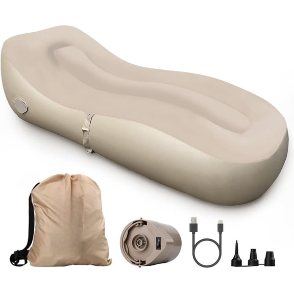 Auto Inflatable Couch Lounger, Air Mattress Sofa Bed with Rechargeable Air Pump