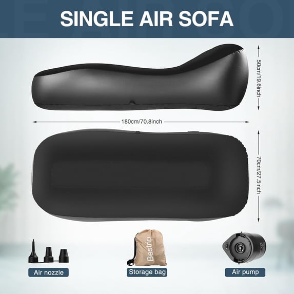 Auto Inflatable Couch Lounger, Air Mattress Sofa Bed with Rechargeable Air Pump
