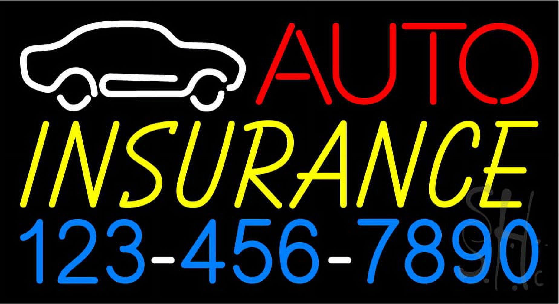 Led Insurance Sign Auto Insurance with Phone Number LED Neon Sign 20 x 37 - inches, Clear ...