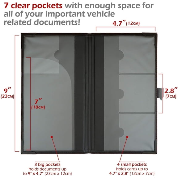 Auto Insurance and Registration Card Holder - Vehicle Glove Box Document Organizer - Car Essential Paperwork Holder for DMV, AAA, Contact Information Cards - BLACK + RED + BLUE + BROWN + BEIGE BUNDLE