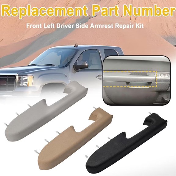 Auto Interior Door Trim Replacement Part, Black Interior Door Handle, Interior Door Armrest Pull Handle, Rear Left Driver Side Door Handle Repair Kit, Upgraded with Embedded Metal