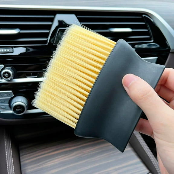 Auto Interior Dust Brush, Car Cleaning Brushes Duster, Soft Bristles Detailing Brush Dusting Tool for Automotive Dashboard, Air Conditioner Vents, Leather, Computer Keyboard, Scratch Free Yellow