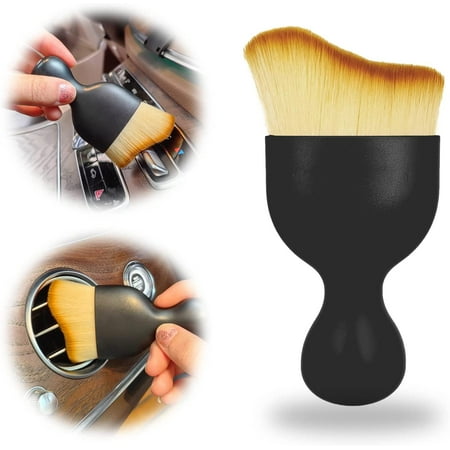 Auto Interior Dust Brush, Soft Car Detailing Brush, Dashboard Air Outlet Gap Dust Removal Brush For Automotive Dashboard, Air Conditioner Vents, Leather, Computer,Dashboard,Scratch Free(Light Brown)