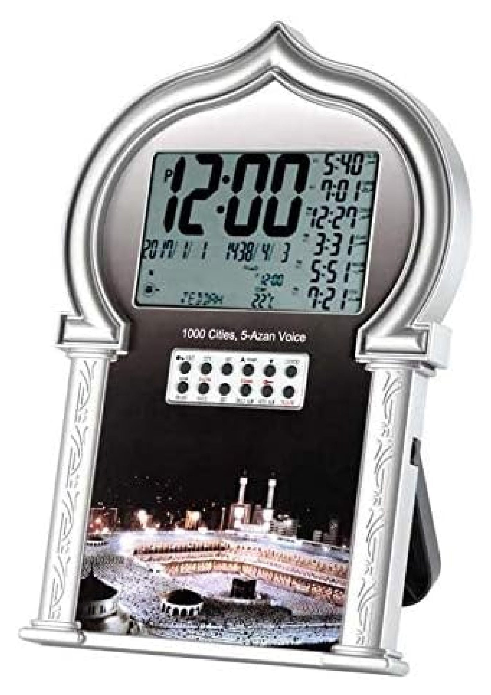 Auto Islamic Azan Clock with Qibla Direction QAC802 (Silver)