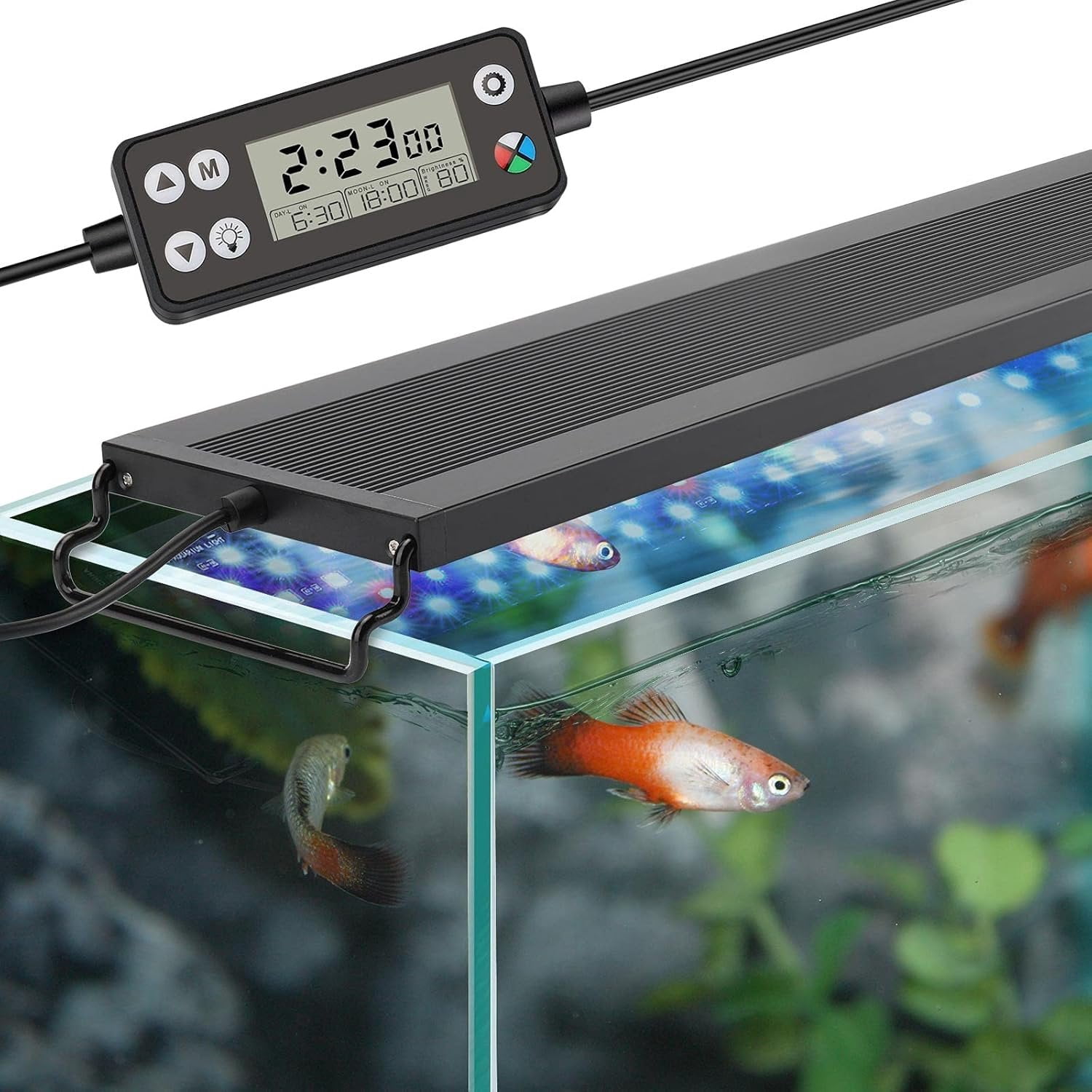 Aspect Fish Light Auto Off LED Aquarium Light, Full Fish Light with LCD , 24/7 Lighting ...
