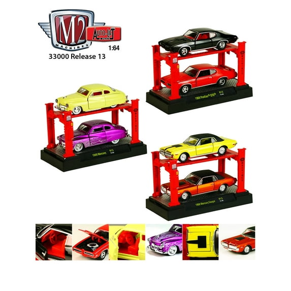 Auto Lift Series 13, 6pc Diecast Car Set 1/64 Diecast Model Cars by M2 Machines