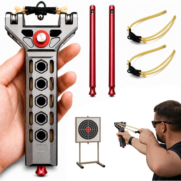 Auto Loading Slingshot with Magazine, Automatic Slingshots for Adults | Hunting & Shooting Slingshot for Adults, Semi-Automatic Rapid Reload, CNC Aluminum Alloy Frame for Target Practice