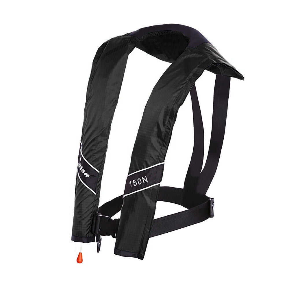Auto Manual Inflatable Vest Preserver Adult Fishing Boating Life Jacket Black Color