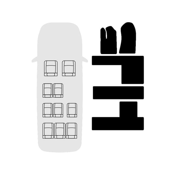 Carpet Floor Mats, Custom Fit, Black, 5-Piece Set, Fits 2015-2024 Ford Transit 10 Passenger, Made in USA