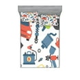 thumbnail image 1 of Auto Mechanic Fitted Sheet & Pillow Sham Set, Cartoonish Style Drawings of Car Repair Elements Colorful Pictograms Print, Decorative 6 Piece Bedding Decor Set, Calking, Multicolor, by Ambesonne, 1 of 3