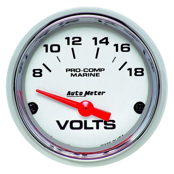 Auto Meter 200756-35 - Marine 2.06" Chrome In-Dash Mount Voltmeter Gauge
