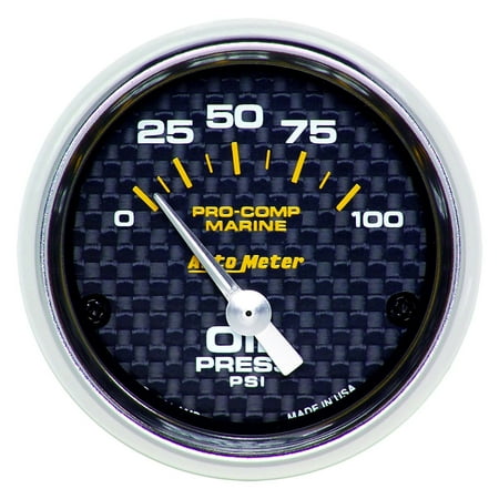 Auto Meter 200758-40 - Marine 2.06" Carbon Fiber In-Dash Mount Electric Oil Pressure Gauge