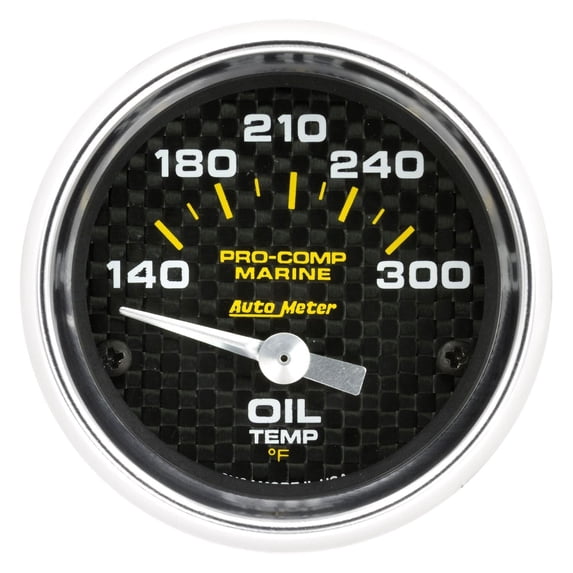Auto Meter 200764-40 - Marine 2.06" Carbon Fiber In-Dash Mount Electric Oil Temperature Gauge