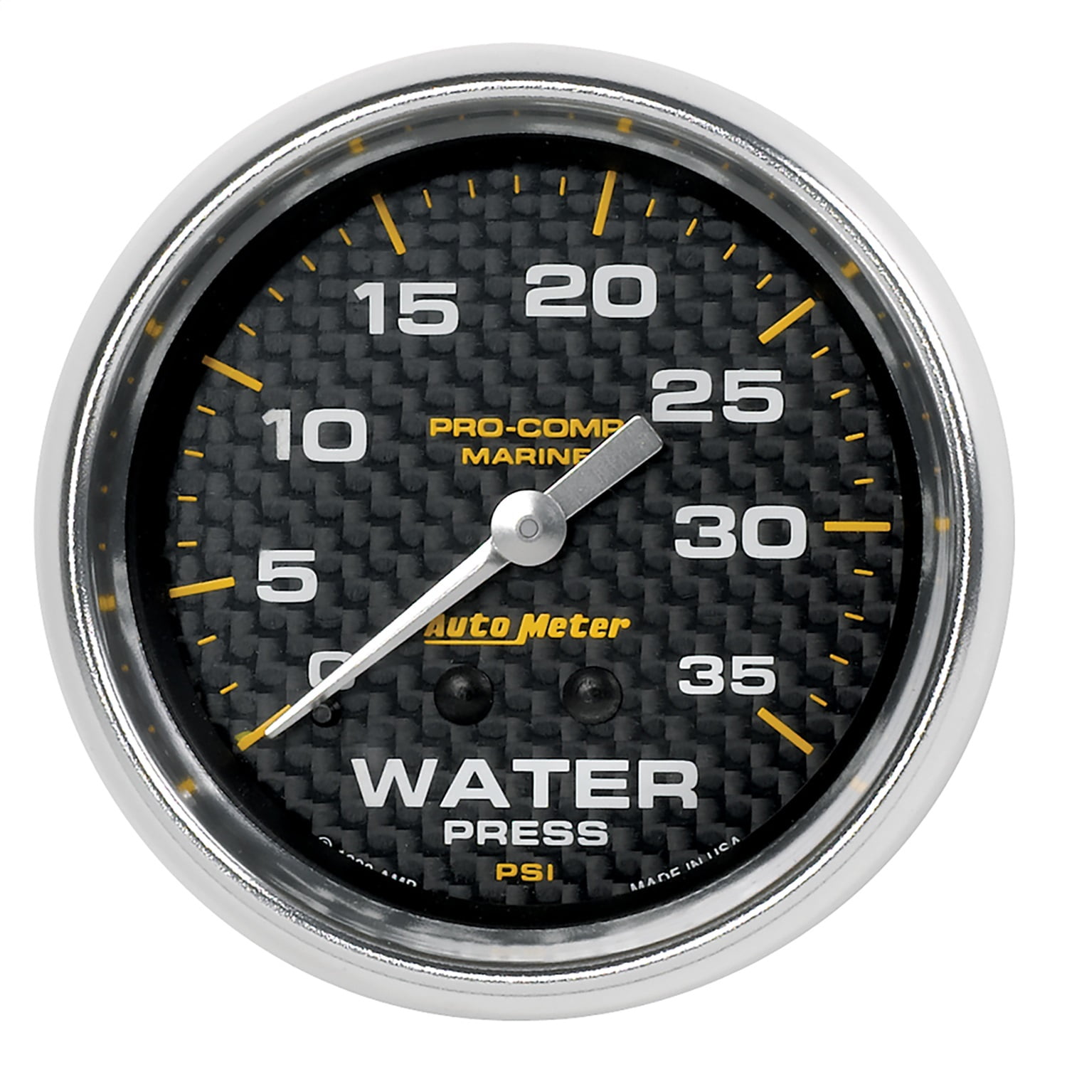 Auto Meter 200773-40 - Marine 2.62" Carbon Fiber In-Dash Mount Mechanical Water Pressure Gauge