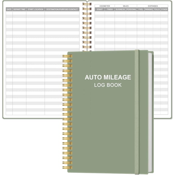 Auto Mileage Log Book – Vehicle Maintenance Log Book, Miles Log Book for Car with Odometer,Expense,Gas Consumption & Lubrication,Repairs and Accessories, 5.8" x 8.5", Green