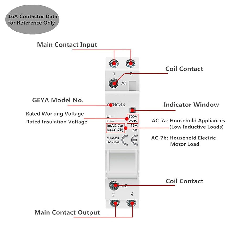 Auto Modular Contactor Household Circuit Control Din Rail Mount 2P 25A 2No Dc12V