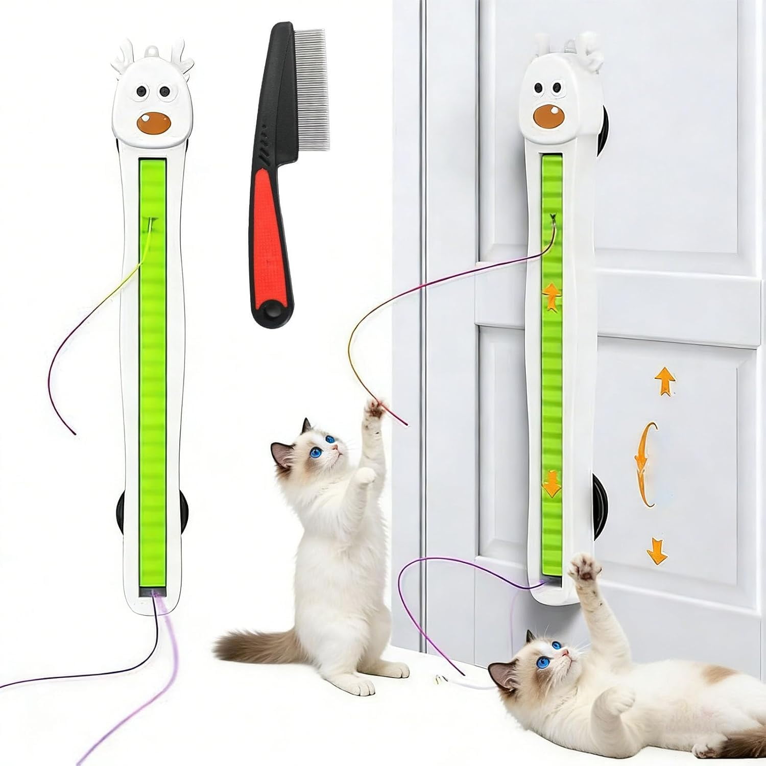 Auto Motion Flying Rope Cat Toy,Automatic Electric Wall Mounted Interactive Cat Toy for Indoor Cats,Smart 360° Flexible String Movement Kitten Toys