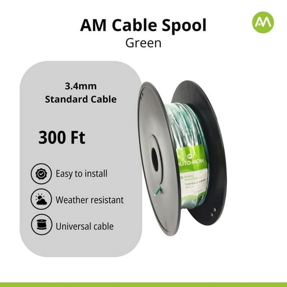 Auto-Mow 300-ft Boundary Wire, 8 Gauge AWG, 3.4mm Thick Standard Green Cable
