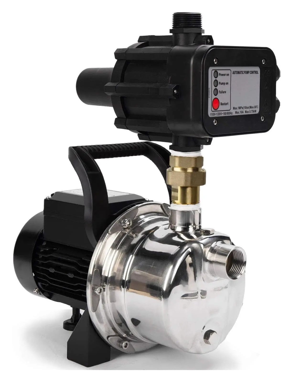 Auto ON/OFF Stainless Steel Water Pressure Booster Pump, W/Smart Controller For Tankless Water Supply Pressurization