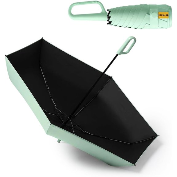 Auto Open & Close Reverse Folding Umbrella, Wind Resistant Reinforced Frame with Ring Buckle, Compact Portable Sun Shade Umbrella with Carabiner Handle
